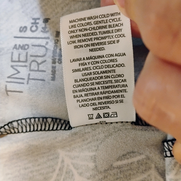 Time and Tru Black Leggings with White Spiderweb and Orange Accent Print - Picture 4 of 9